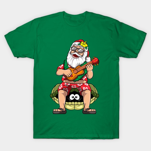 Hawaiian Christmas In July Santa Claus T-Shirt by E